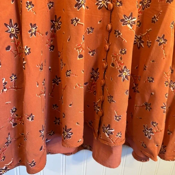 Madewell Women’s Flutter-Sleeve Button Down Dress in Ginger Floral Size 10 - Picture 6 of 16